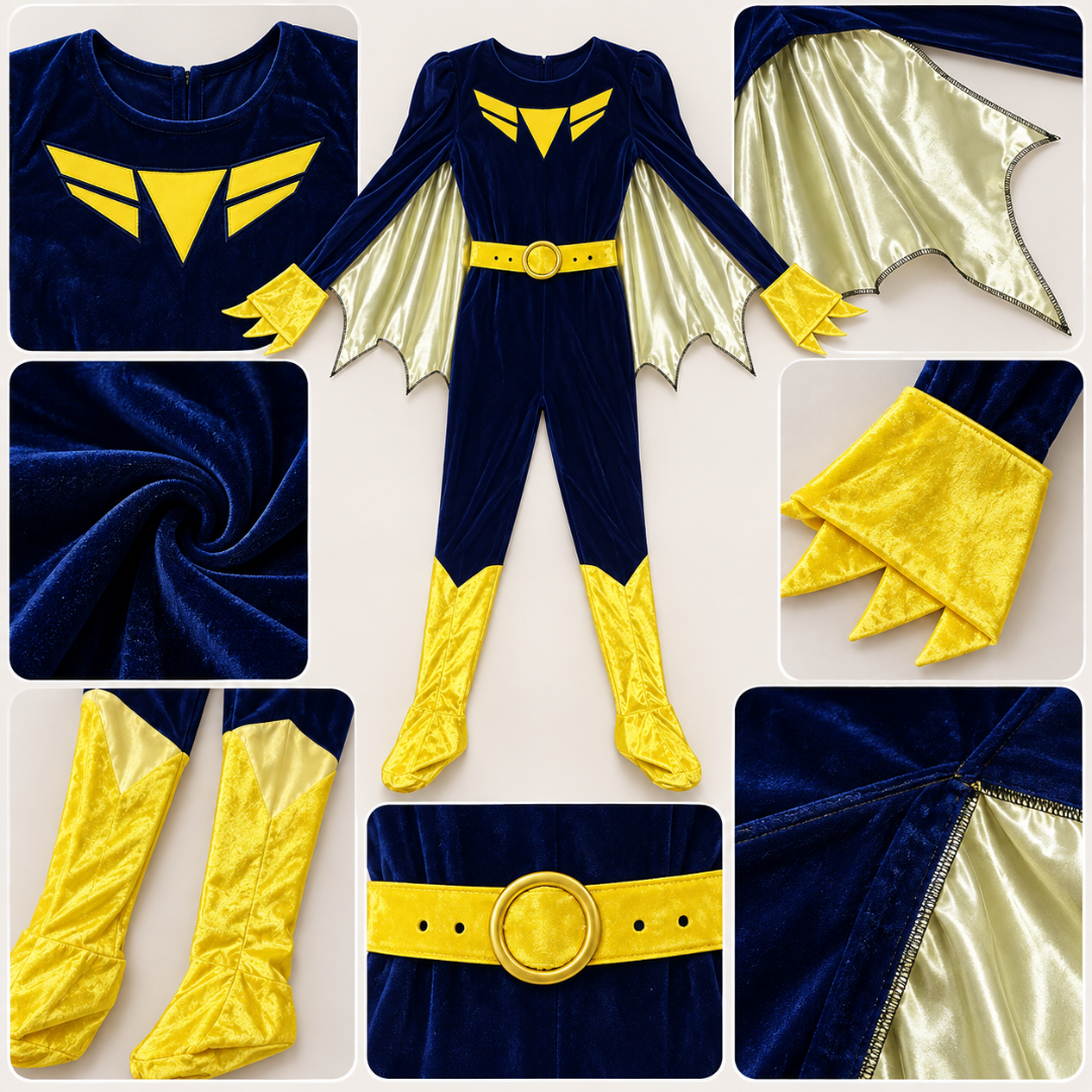 Bat-Inspired Superhero Girl Costume - Size S | Kids Halloween Fancy Dress for Birthday Parties, School Events & Role Play