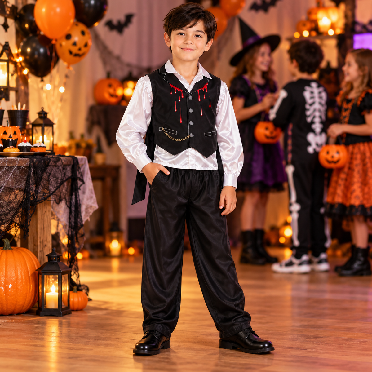 Vampire Costume for Boys - Size M | Kids Halloween Fancy Dress for Age 8 to 10 Years, School Events & Theme Parties