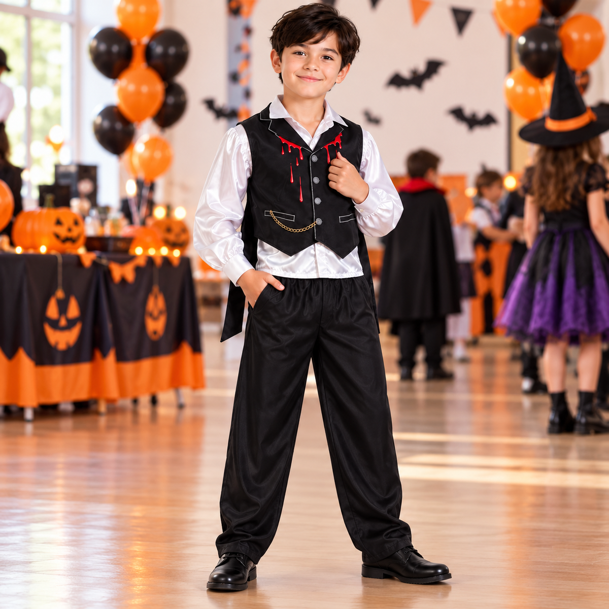 Vampire Costume for Boys - Size M | Kids Halloween Fancy Dress for Age 8 to 10 Years, School Events & Theme Parties