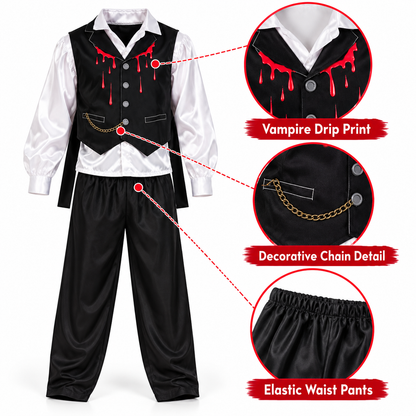 Vampire Costume for Boys - Size M | Kids Halloween Fancy Dress for Age 8 to 10 Years, School Events & Theme Parties