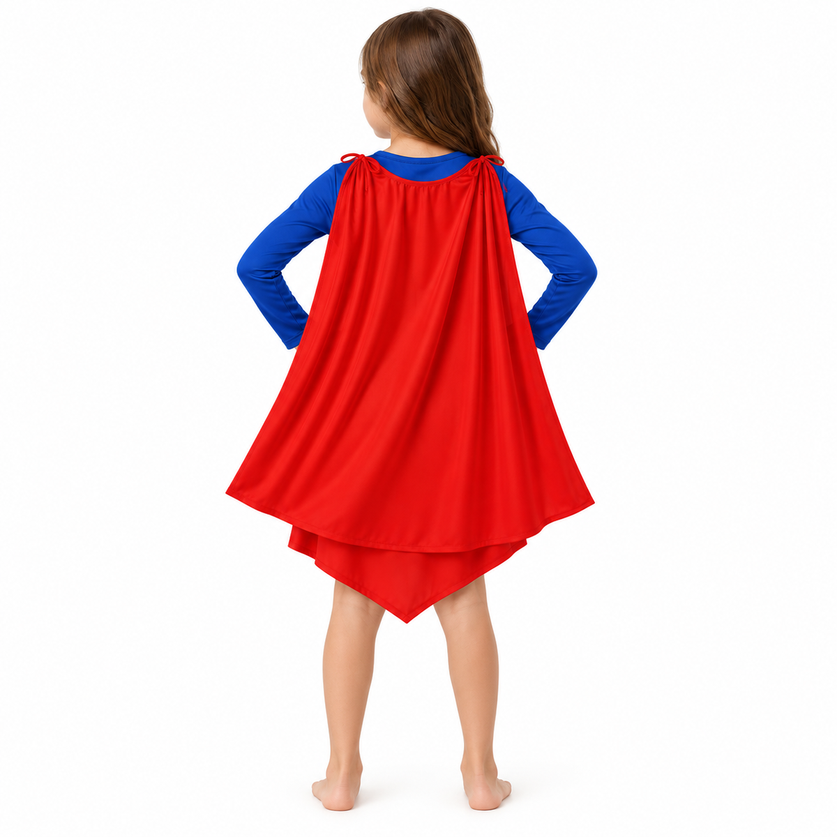 Superhero Girl Costume for Kids - Size M | Red & Blue Heroine Fancy Dress for Birthday Parties, School Events & Role Play