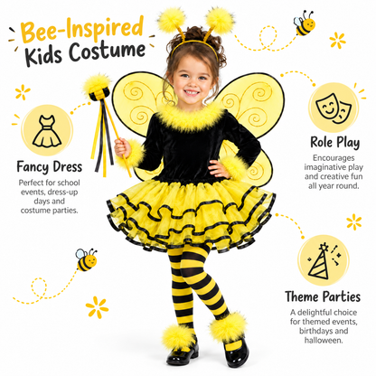 Bumble Bee Costume for Kids – Size S | Cute Bee-Inspired Fancy Dress for School Events, Theme Parties & Role Play