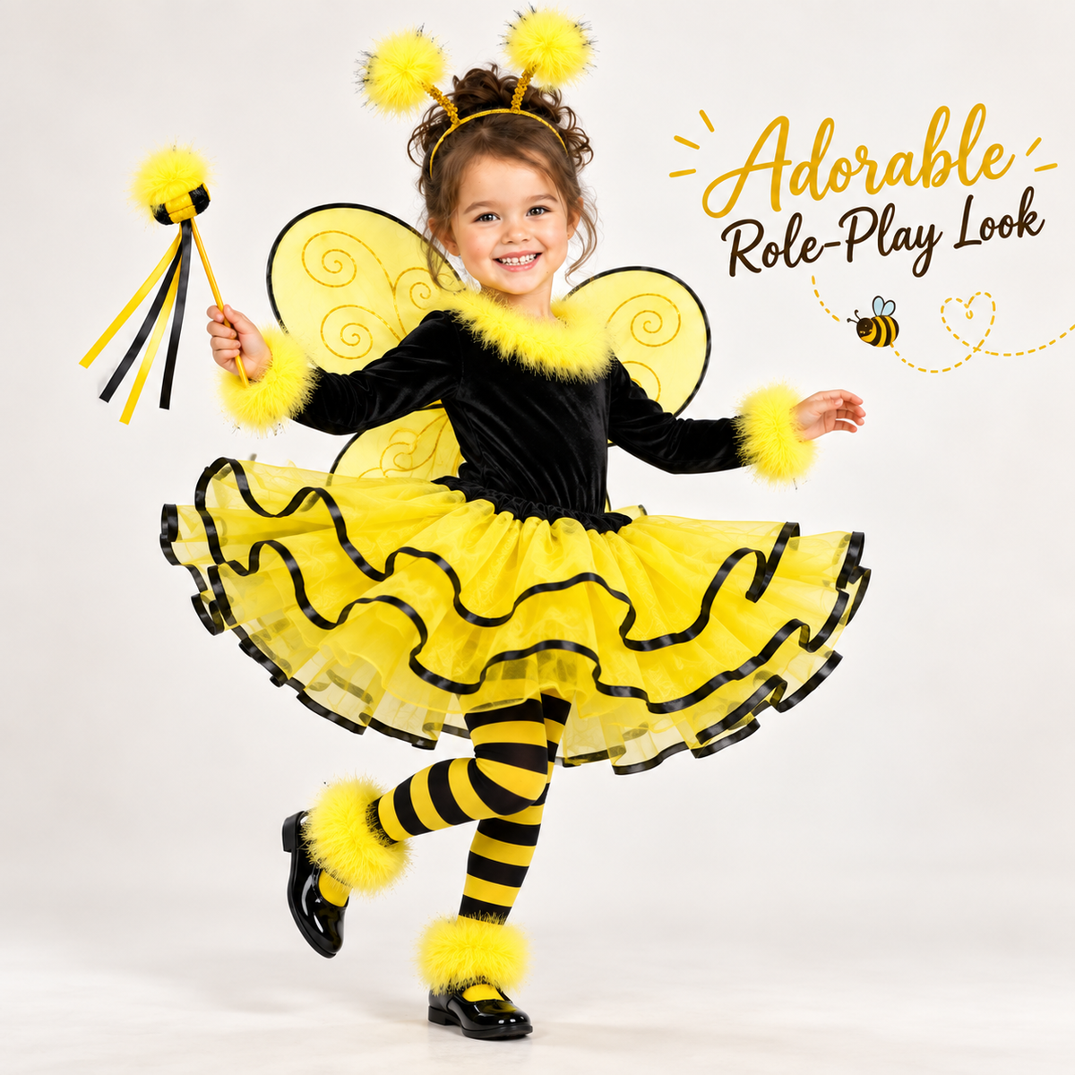 Bumble Bee Costume for Kids – Size S | Cute Bee-Inspired Fancy Dress for School Events, Theme Parties & Role Play