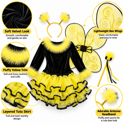 Bumble Bee Costume for Kids – Size S | Cute Bee-Inspired Fancy Dress for School Events, Theme Parties & Role Play