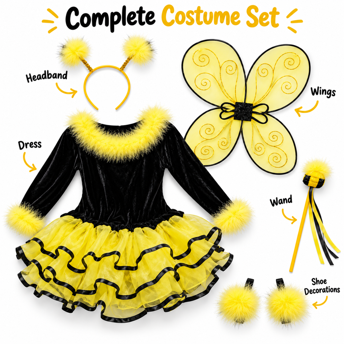 Bumble Bee Costume for Kids – Size S | Cute Bee-Inspired Fancy Dress for School Events, Theme Parties & Role Play