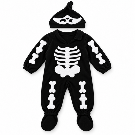 "Skeleton Infant Halloween Costume - 6 to 12 Months | Cute Baby Skeleton Fancy Dress with Matching Hat  "