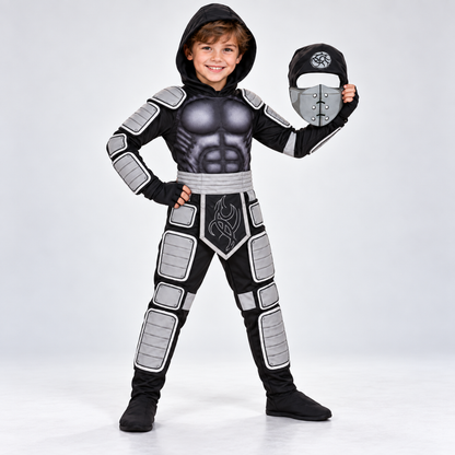 Muscle Chest Stealth Ninja Costume for Boys - Size M | Kids Ninja Fancy Dress for School Events, Theme Parties & Role Play