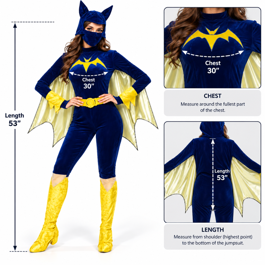 Adult Bat-Inspired Superhero Costume for Women | Dark Heroine Halloween Fancy Dress for Theme Parties & Costume Events
