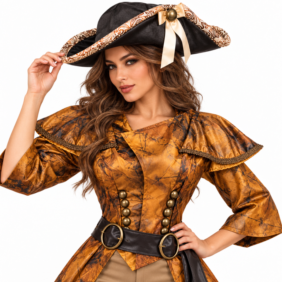 Fancy Female Pirate Costume | Adult Steampunk-Inspired Fancy Dress for Halloween, Theme Parties & Costume Events