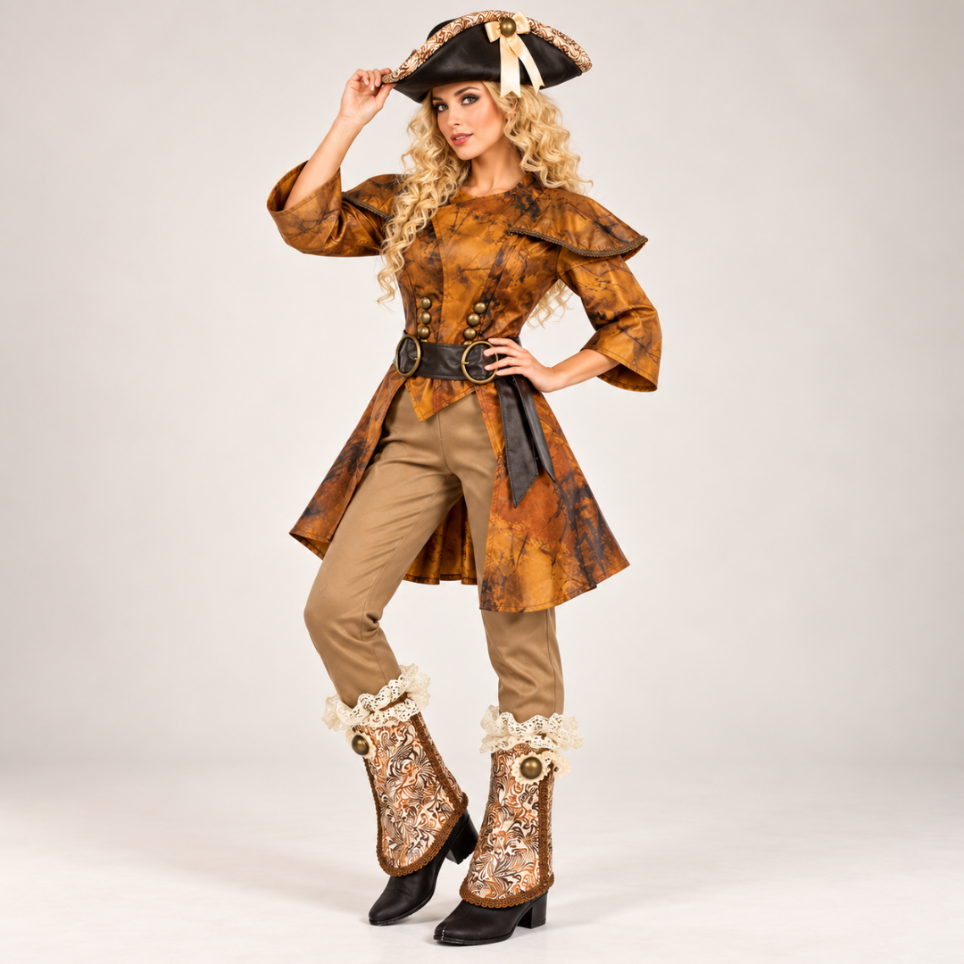 Fancy Female Pirate Costume | Adult Steampunk-Inspired Fancy Dress for Halloween, Theme Parties & Costume Events