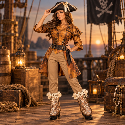 Fancy Female Pirate Costume | Adult Steampunk-Inspired Fancy Dress for Halloween, Theme Parties & Costume Events