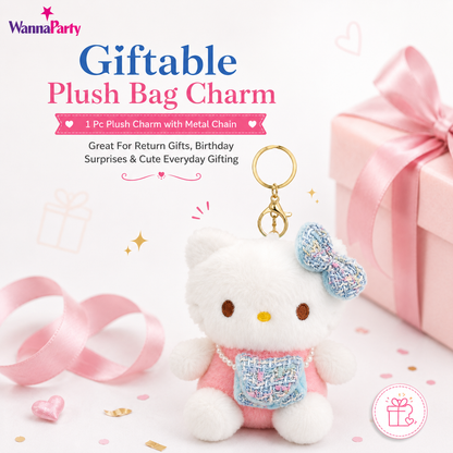 Hello Kitty Pink Plushy Keychain - Kawaii Bag Charm | Wanna Party - Image 9