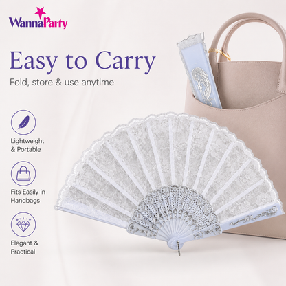 White Net Fan Wedding Favor