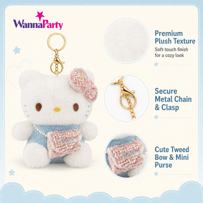 Hello Kitty Blue Plushy Toy Key Chain - 1PC
