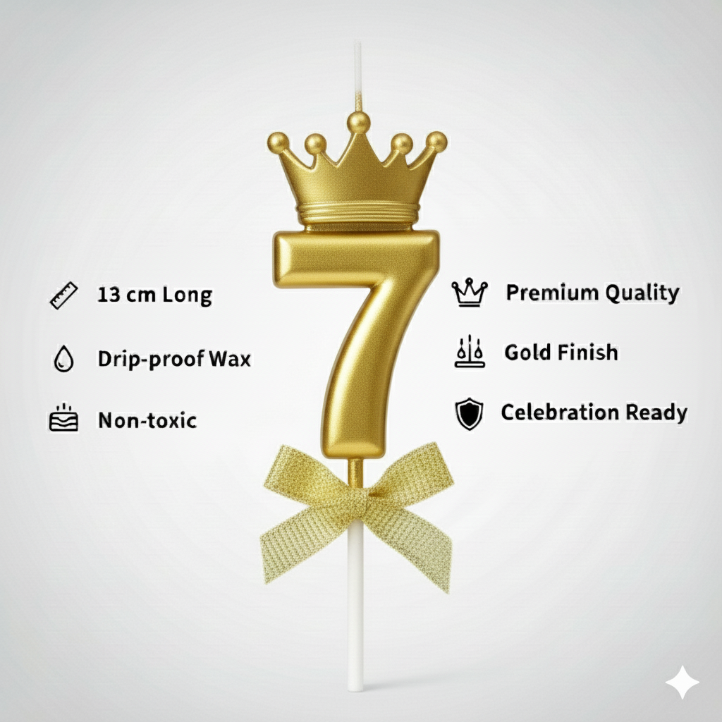 Golden Crown Numerical Candle No. 7