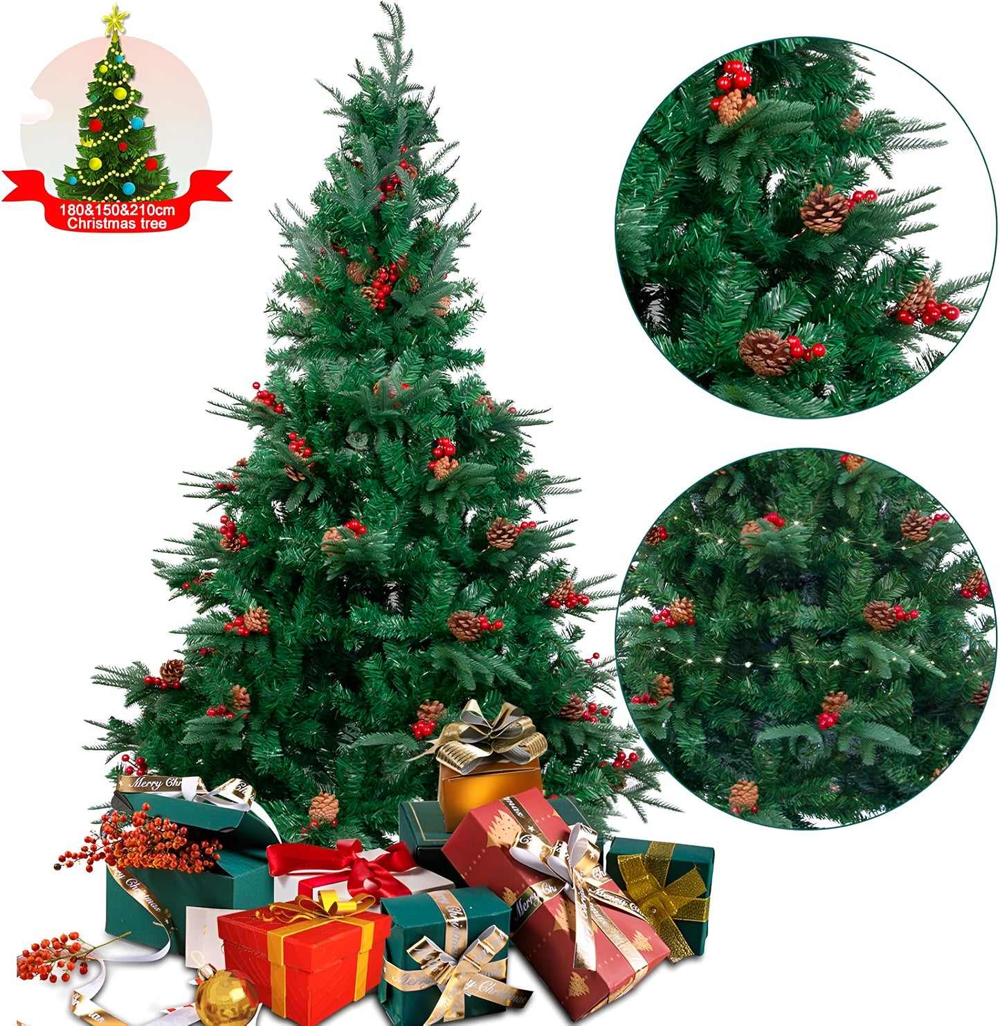 Pine & Cherry Fancy Christmas Tree - 7FT