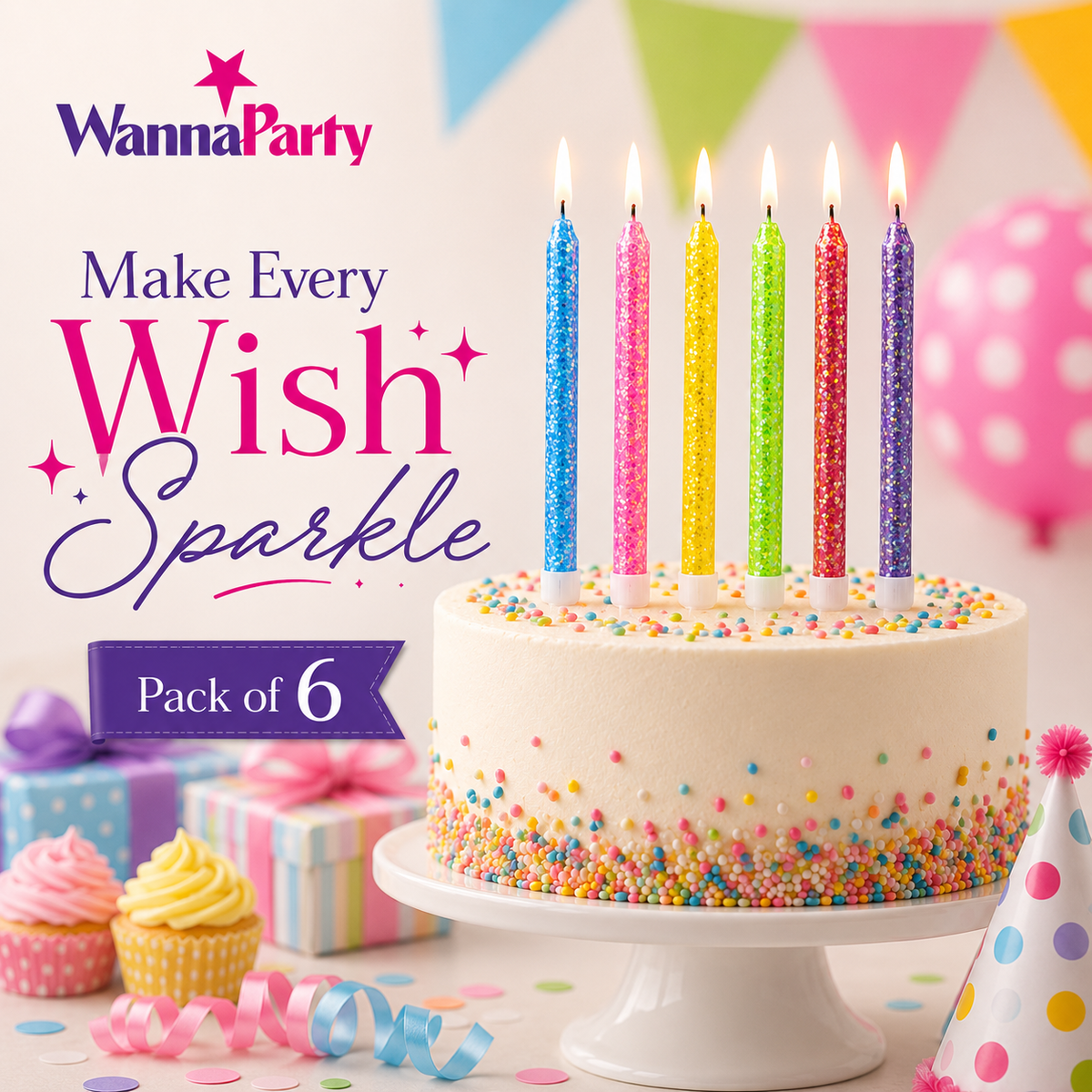 Sparkly Glitter Candle - 6PC