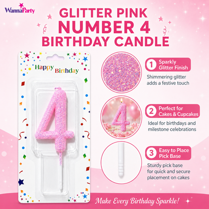 Glitter Designer Pink Candle No. 4