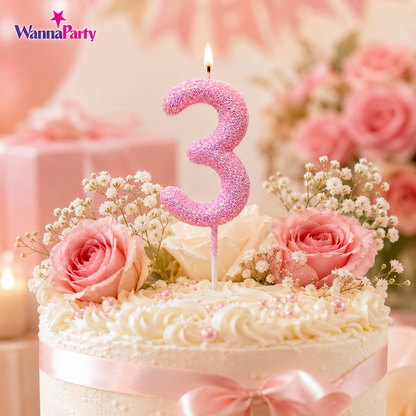 Glitter Designer Pink Candle No. 3