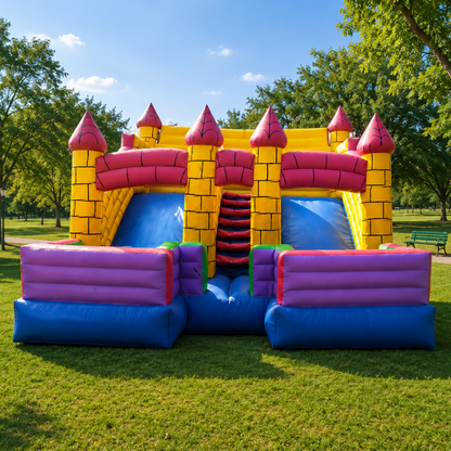 Large Castle Bouncy Pink & Yellow for Rent