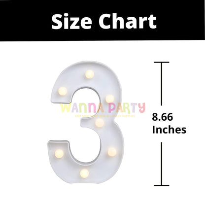 LED White Marquee Numericals - Numerical 3 or No. 3 - 11 inches in Size