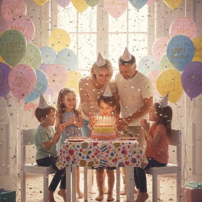 Happy Birthday Pastel Printed Balloons Pack of 6 (12 Inch) | Rainbow Color Latex Balloons | Birthday Party Decoration