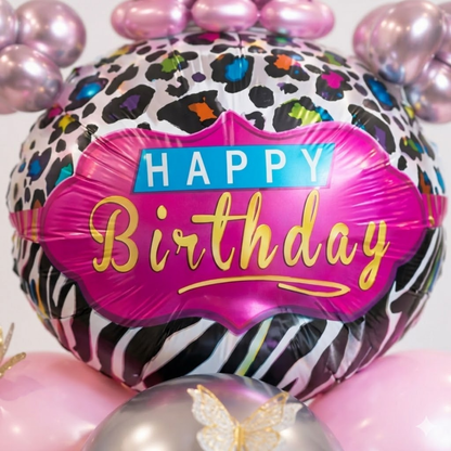 Designer Pink & Silver Balloon Bouquet Arrangement with 3D Butterflies for 9th Birthday