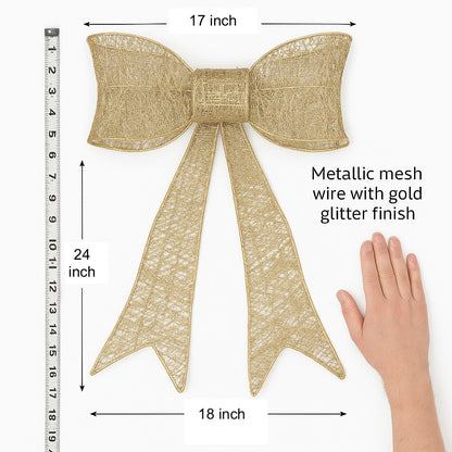 Large Golden Glitter Bow Christmas Decoration