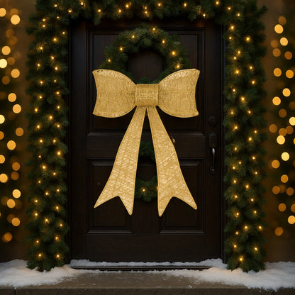 Large Golden Glitter Bow Christmas Decoration
