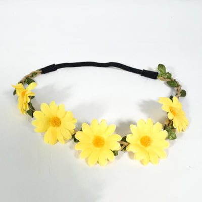 Baby Sunflowers Yellow Floral Tiara with Elastic Headband - 1PC