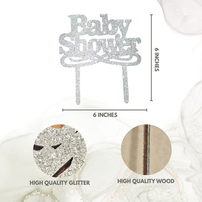 Baby Shower Silver Cake Topper - 1PC