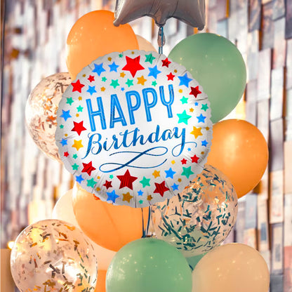 18" Birthday Satin with Stars S40