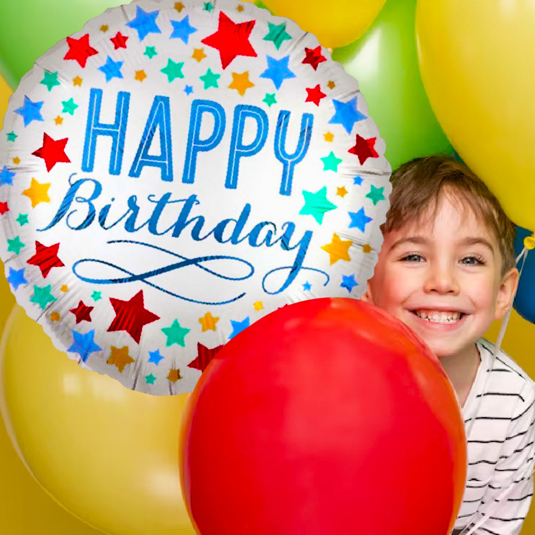 18" Birthday Satin with Stars S40