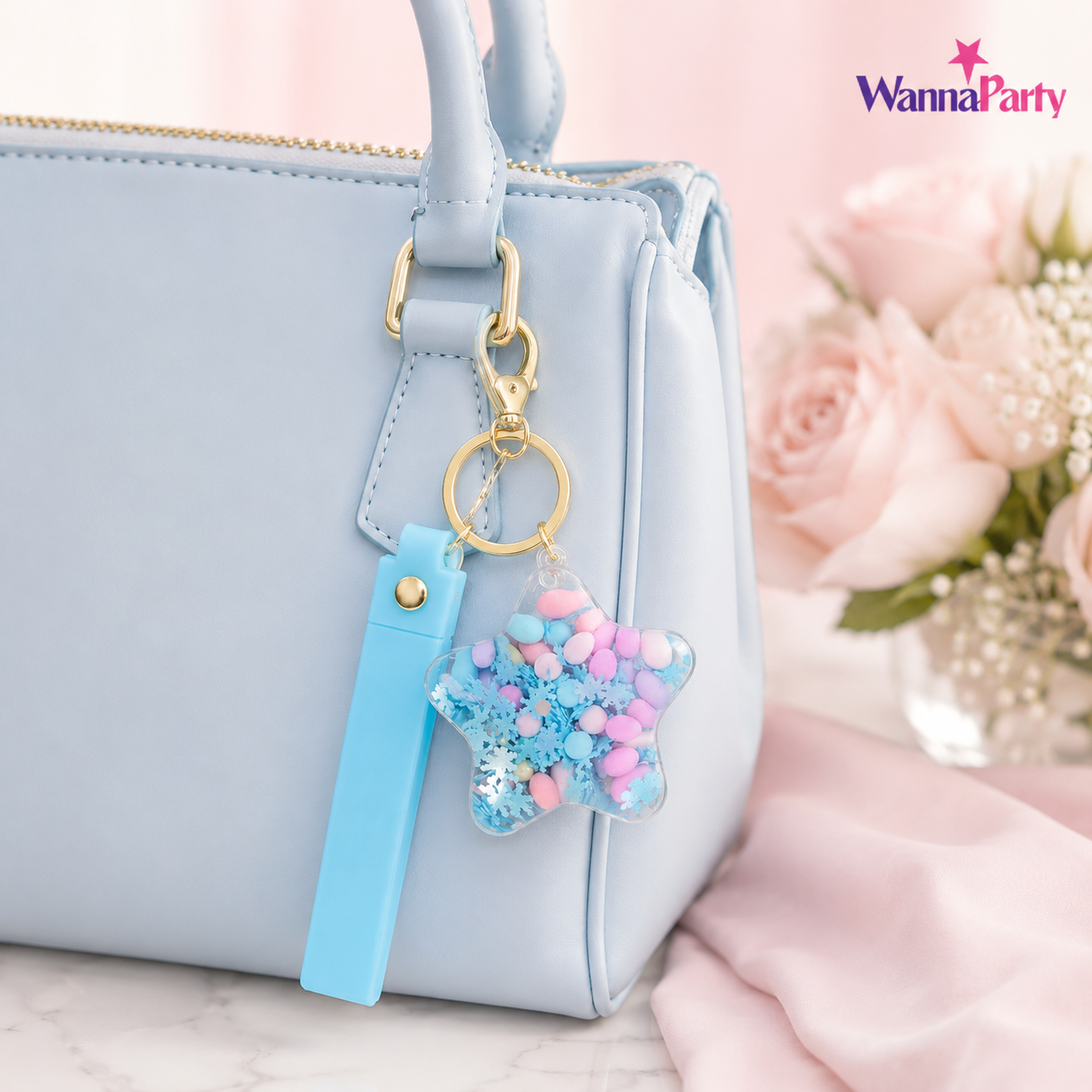 Star Beads Keychain Blue Strap - Cute Bag Charm for Kids | Wanna Party - Image 7