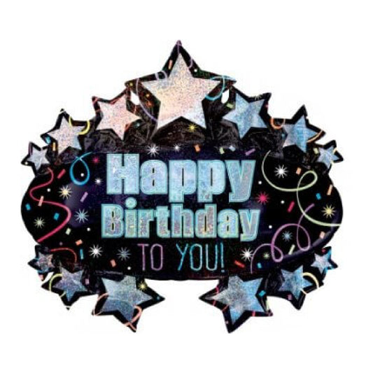 Happy Birthday Blue Marquee Foil Balloon - Helium Quality - 31 inches - 1PC