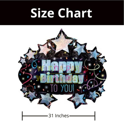 Happy Birthday Blue Marquee Foil Balloon - Helium Quality - 31 inches - 1PC