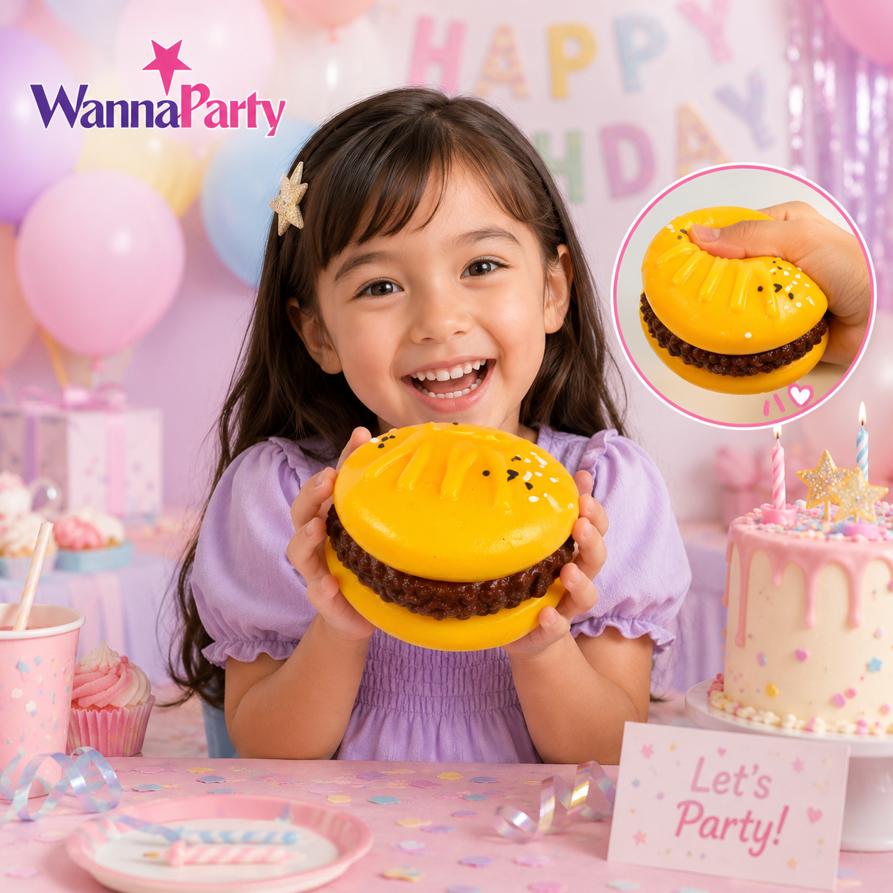Burger Squishy Taba Toy - Cute Food Squeeze Toy for Kids | Wanna Party - Image 7