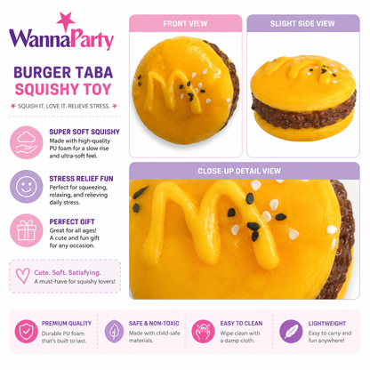 Burger Squishy Taba Toy - Cute Food Squeeze Toy for Kids | Wanna Party - Image 10