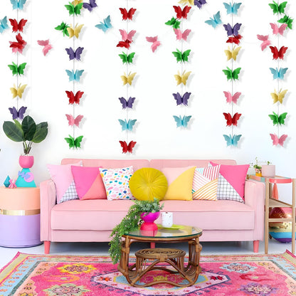 Butterfly Multicolor 3D String Decoration 9FT 4PC - Wall Decor | Wanna Party - Image 1