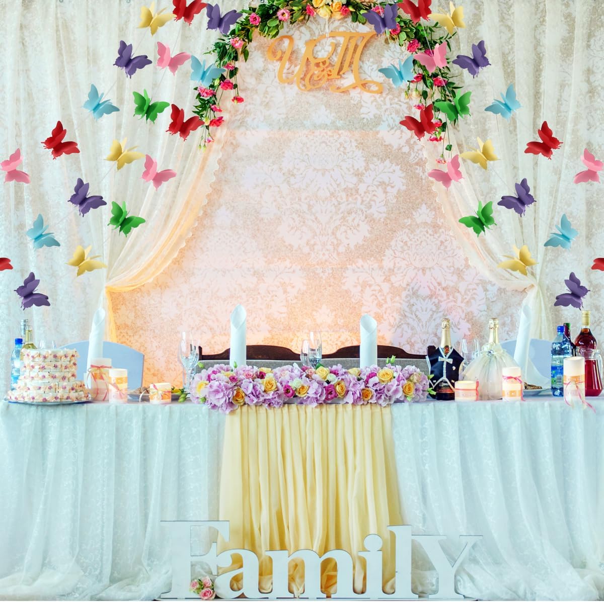 Butterfly Multicolor 3D String Decoration 9FT 4PC - Wall Decor | Wanna Party - Image 3