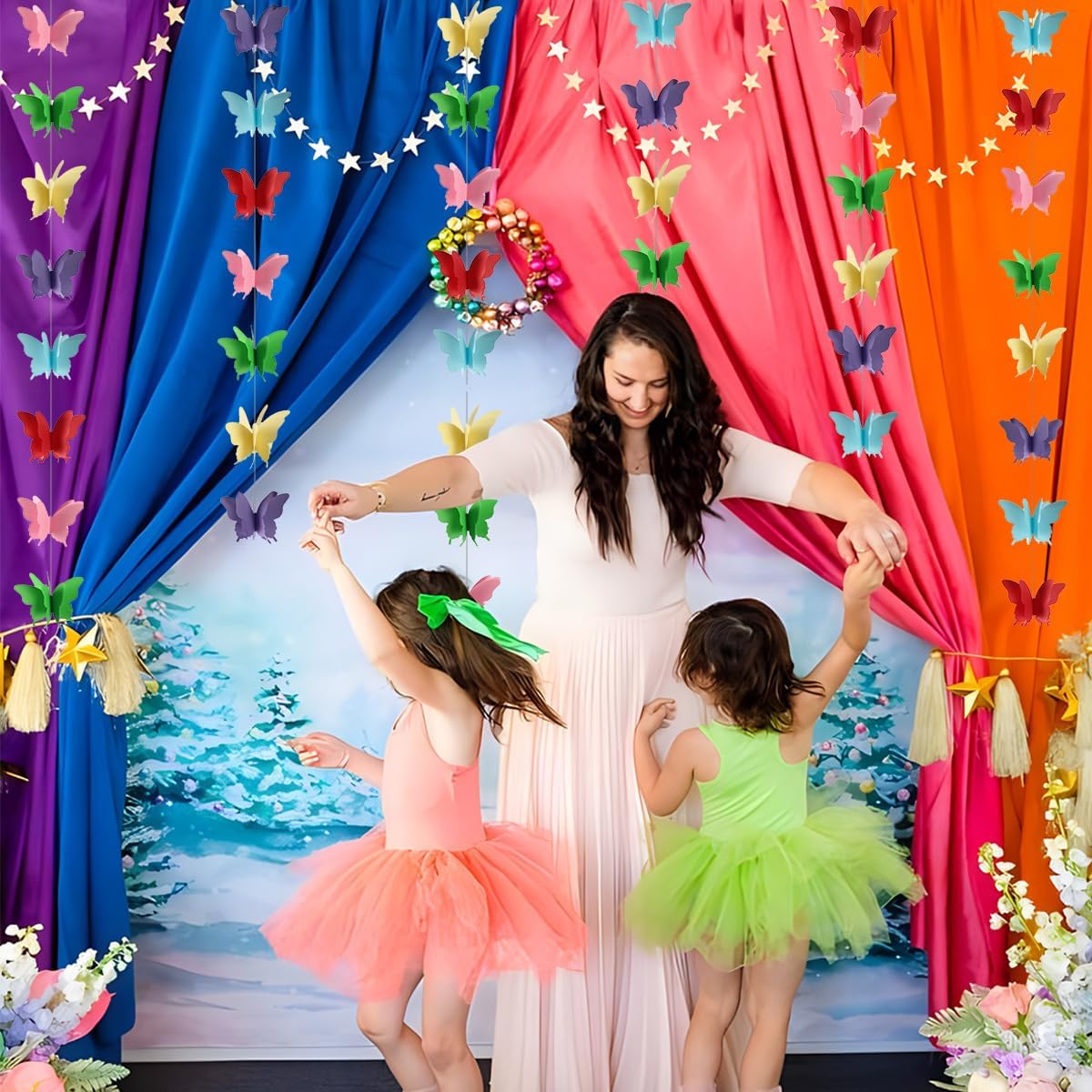 Butterfly Multicolor 3D String Decoration 9FT 4PC - Wall Decor | Wanna Party - Image 6