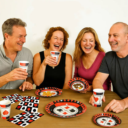 Card Party Theme Tableware Set w/ Plates, Cups & Napkins - 40PC