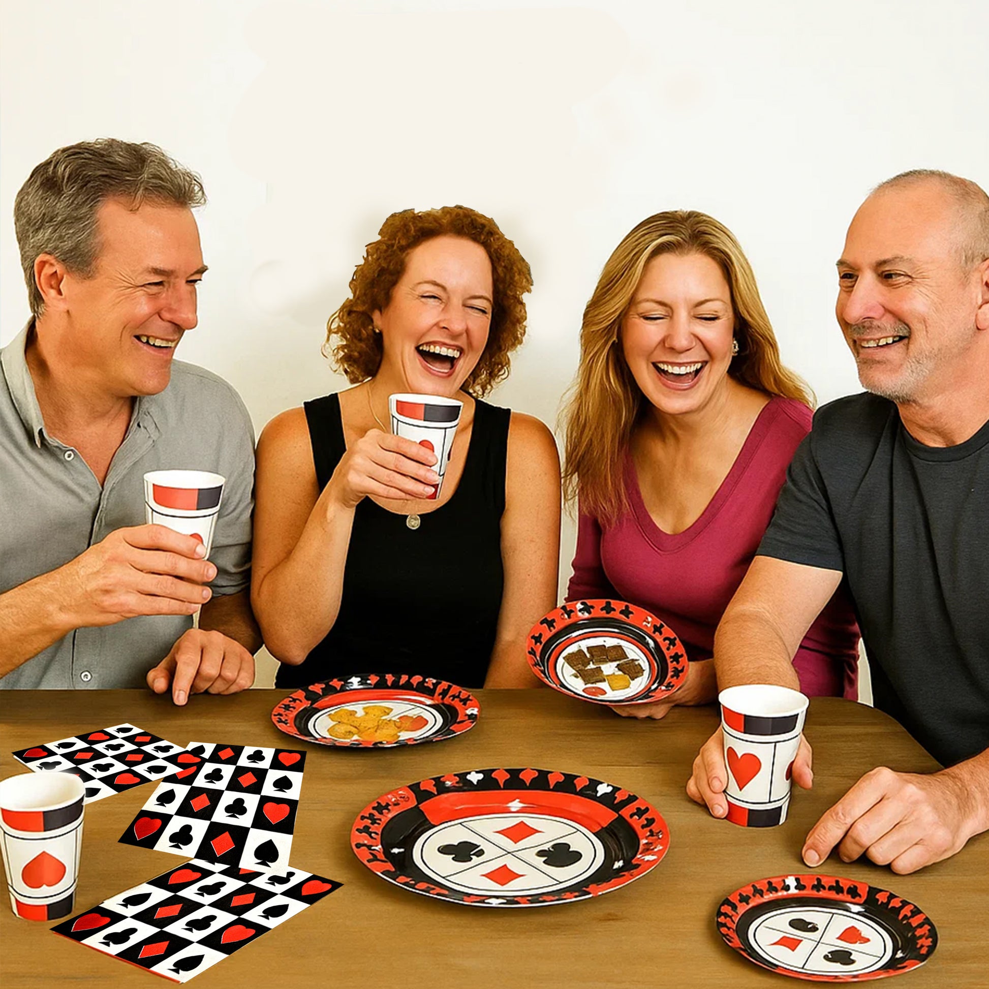 Card Party Theme Tableware Set w/ Plates, Cups & Napkins - 40PC - Wanna Party - lifestyle