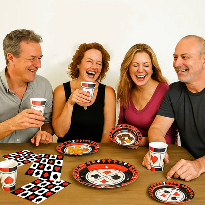 Card Party Theme Tableware Set w/ Plates, Cups & Napkins - 40PC - Wanna Party - lifestyle