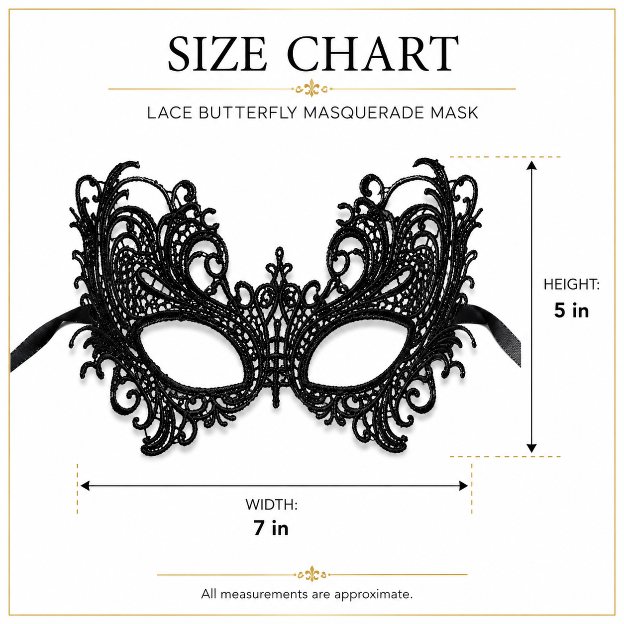 Masquerade Wild Butterfly Black Wired Eye Masks - 1PC - Wanna Party - side
