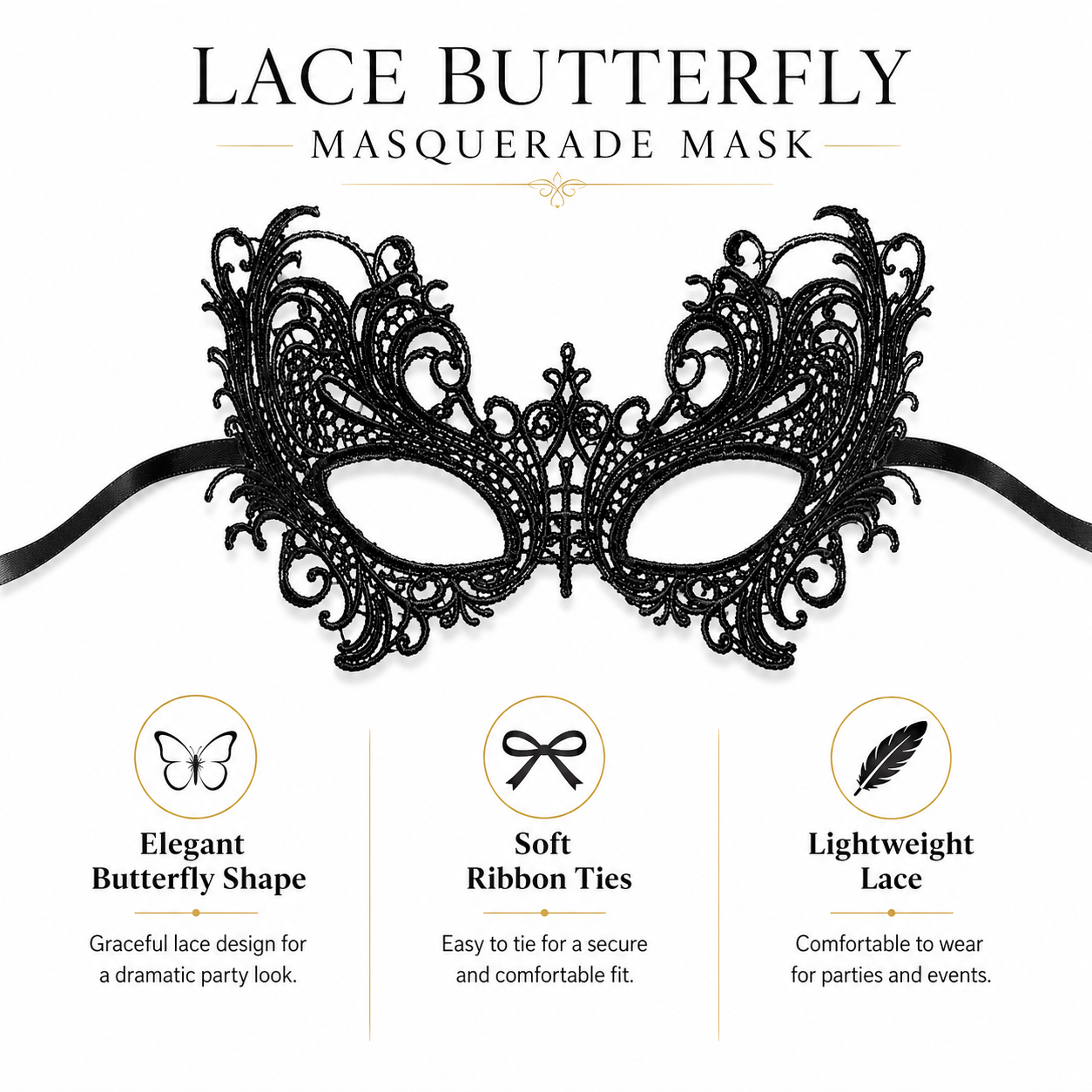Masquerade Wild Butterfly Black Wired Eye Masks - 1PC - Wanna Party - lifestyle