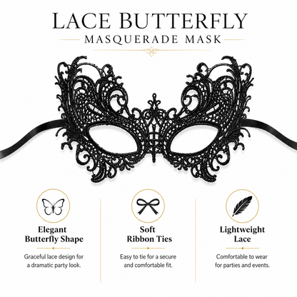 Masquerade Wild Butterfly Black Wired Eye Masks - 1PC - Wanna Party - lifestyle