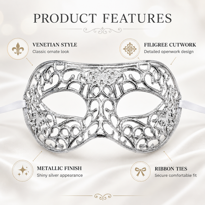 Masquerade Venetian Style Mask - Unisex
