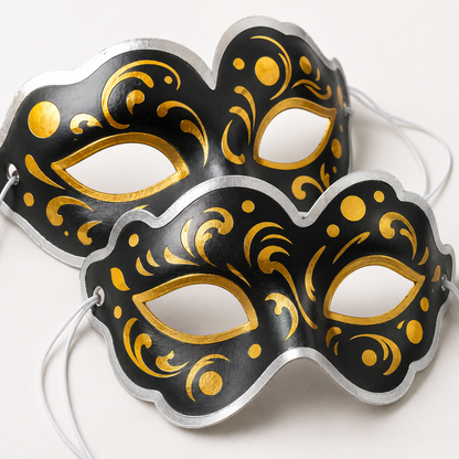 Mehendi Sangeet Stage Perofrmance Black Mask For Dancers - 4Pc