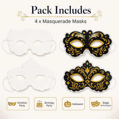 Mehendi Sangeet Stage Perofrmance Black Mask For Dancers - 4Pc